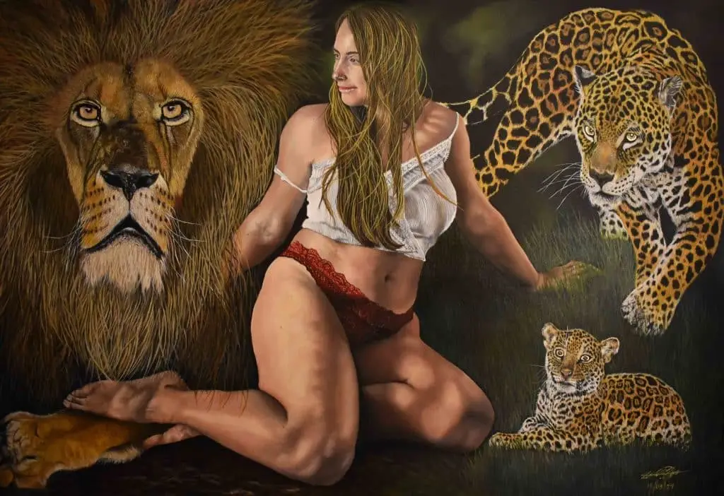 Opera d'arte "AMORE PAZZO" di Willian de Paula Rizzo dipinto a mano a olio su tela dove vuole rappresentare la genialità e la pazzia per una figura femminile.